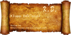Klupp Dániel névjegykártya